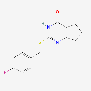 molecular formula C14H13FN2OS B1461066 2-((4-Fluorobenzyl)thio)-1,5,6,7-tetrahydro-4H-cyclopenta[d]pyrimidin-4-one CAS No. 451487-18-6