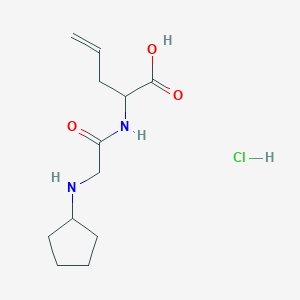 molecular formula C12H21ClN2O3 B1461090 2-[2-(Cyclopentylamino)acetamido]pent-4-enoic acid hydrochloride CAS No. 1803567-38-5