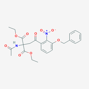 molecular formula C24H26N2O9 B146112 diethyl 2-acetamido-2-[2-(2-nitro-3-phenylmethoxyphenyl)-2-oxoethyl]propanedioate CAS No. 224044-62-6