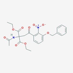 molecular formula C24H26N2O9 B146112 2-(Acetylamino)-2-[2-[2-nitro-3-(phenylmethoxy)phenyl]-2-oxoethyl]propanedioic Acid 1,3-Diethyl Ester CAS No. 224044-62-6
