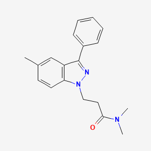 molecular formula C19H21N3O B14611601 N,N-Dimethyl-3-(5-methyl-3-phenyl-1H-indazol-1-yl)propanamide CAS No. 57614-56-9