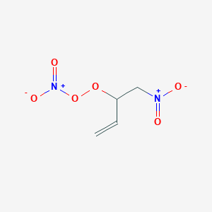 molecular formula C4H6N2O6 B14612418 Peroxynitric acid, 1-(nitromethyl)-2-propenyl ester CAS No. 57649-28-2