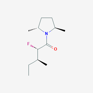molecular formula C12H22FNO B146132 Pyrrolidine, 1-(2-fluoro-3-methyl-1-oxopentyl)-2,5-dimethyl-, [2R-[1(2S*,3S*),2alpha,5beta]]-(9CI) CAS No. 136734-69-5
