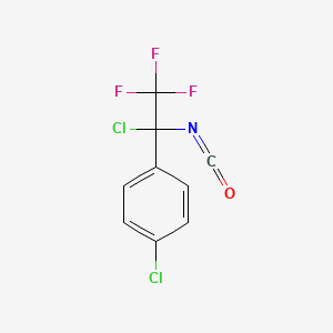 molecular formula C9H4Cl2F3NO B14613284 Benzene, 1-chloro-4-(1-chloro-2,2,2-trifluoro-1-isocyanatoethyl)- CAS No. 57959-53-2