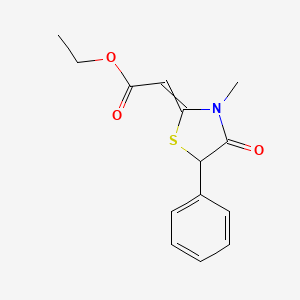 molecular formula C14H15NO3S B14613958 Ethyl (3-methyl-4-oxo-5-phenyl-1,3-thiazolidin-2-ylidene)acetate CAS No. 58906-44-8