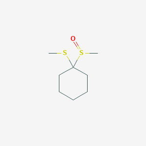 molecular formula C8H16OS2 B14614307 Cyclohexane, 1-(methylsulfinyl)-1-(methylthio)- CAS No. 57260-91-0