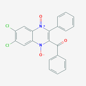 molecular formula C21H12Cl2N2O3 B14614473 Methanone, (6,7-dichloro-1,4-dioxido-3-phenyl-2-quinoxalinyl)phenyl- CAS No. 60680-42-4
