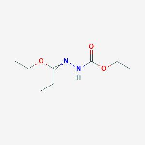 molecular formula C8H16N2O3 B14614615 Hydrazinecarboxylic acid, (1-ethoxypropylidene)-, ethyl ester CAS No. 58910-18-2