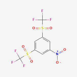 molecular formula C8H3F6NO6S2 B14614836 Benzene, 1-nitro-3,5-bis[(trifluoromethyl)sulfonyl]- CAS No. 57830-56-5