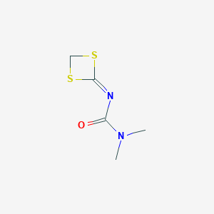 molecular formula C5H8N2OS2 B14615291 N'-1,3-Dithietan-2-ylidene-N,N-dimethylurea CAS No. 59754-12-0