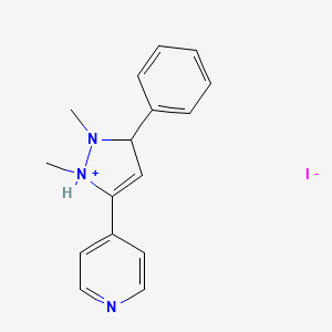 molecular formula C16H18IN3 B14616228 1,2-Dimethyl-3-phenyl-5-(pyridin-4-yl)-2,3-dihydro-1H-pyrazol-1-ium iodide CAS No. 59803-72-4