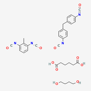 molecular formula C34H36N4O10 B14616567 Butane-1,4-diol;1,3-diisocyanato-2-methylbenzene;hexanedioic acid;1-isocyanato-4-[(4-isocyanatophenyl)methyl]benzene CAS No. 60865-39-6