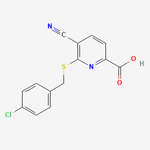 molecular formula C14H9ClN2O2S B1461658 6-(4-Chlorobenzylthio)-5-cyanopicolinic acid CAS No. 1198296-57-9