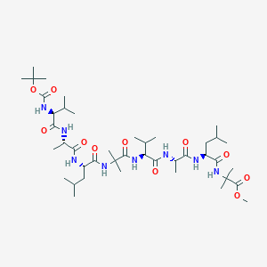 molecular formula C42H76N8O11 B146166 t-Butyloxycarbonyl-valyl-alanyl-leucyl-2-aminoisobutyryl-valyl-alanyl-leucyl-2-aminoisobutyryl methyl ester CAS No. 127363-91-1