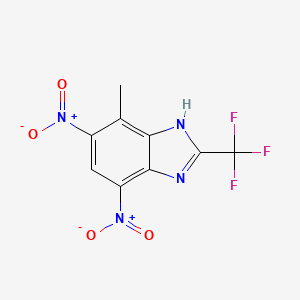 molecular formula C9H5F3N4O4 B14616767 4-Methyl-5,7-dinitro-2-(trifluoromethyl)-1H-benzimidazole CAS No. 60167-90-0