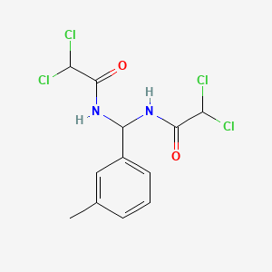 molecular formula C12H12Cl4N2O2 B14617478 N,N'-[(3-Methylphenyl)methylene]bis(2,2-dichloroacetamide) CAS No. 58085-05-5