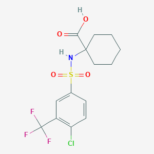 molecular formula C14H15ClF3NO4S B1461761 1-((4-Chloro-3-(trifluoromethyl)phenyl)sulfonamido)cyclohexane-1-carboxylic acid CAS No. 885269-03-4