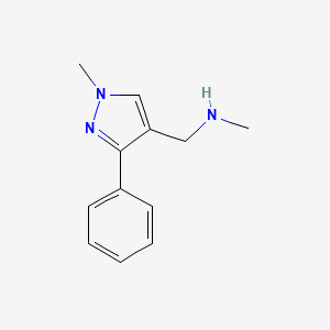 molecular formula C12H15N3 B1461789 N-methyl-1-(1-methyl-3-phenyl-1H-pyrazol-4-yl)methanamine CAS No. 1216004-18-0