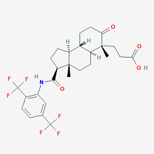 molecular formula C27H31F6NO4 B146183 3-[(3S,3As,5aS,6R,9aS,9bS)-3-[[2,5-bis(trifluoromethyl)phenyl]carbamoyl]-3a,6-dimethyl-7-oxo-1,2,3,4,5,5a,8,9,9a,9b-decahydrocyclopenta[a]naphthalen-6-yl]propanoic acid CAS No. 164656-20-6