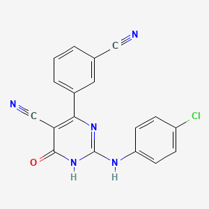 2-[(4-Chlorophenyl)amino]-4-(3-cyanophenyl)-6-oxo-1,6-dihydropyrimidine-5-carbonitrile