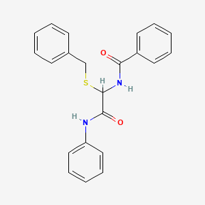 molecular formula C22H20N2O2S B14618493 Benzamide, N-[2-oxo-2-(phenylamino)-1-[(phenylmethyl)thio]ethyl]- CAS No. 60422-84-6