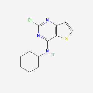 molecular formula C12H14ClN3S B1461890 2-氯-N-环己基噻吩[3,2-d]嘧啶-4-胺 CAS No. 1002726-68-2