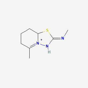 molecular formula C8H14N3S+ B14619243 N,2-Dimethyl-7-thia-9-aza-1-azoniabicyclo[4.3.0]nona-1,8-dien-8-amine CAS No. 56967-84-1