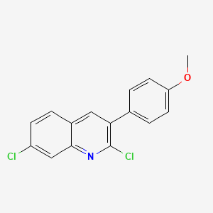 molecular formula C16H11Cl2NO B14619471 Quinoline, 2,7-dichloro-3-(4-methoxyphenyl)- CAS No. 59412-16-7