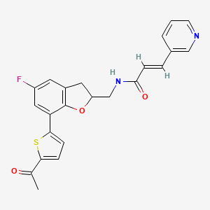 (E)-N-{[7-(5-Acetyl-2-thienyl)-5-fluoro-2,3-dihydro-1-benzofuran-2-yl]methyl}-3-(3-pyridinyl)-2-propenamide