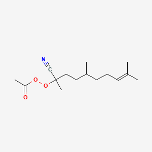 molecular formula C15H25NO3 B14619592 Ethaneperoxoic acid, 1-cyano-1,4,8-trimethyl-7-nonenyl ester CAS No. 58422-65-4