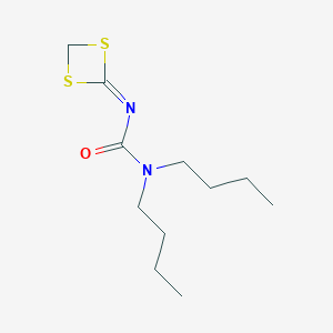 molecular formula C11H20N2OS2 B14619786 N,N-Dibutyl-N'-1,3-dithietan-2-ylideneurea CAS No. 59754-10-8