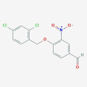 molecular formula C14H9Cl2NO4 B14620021 Benzaldehyde, 4-[(2,4-dichlorophenyl)methoxy]-3-nitro- CAS No. 58042-02-7