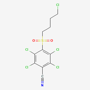 molecular formula C11H8Cl5NO2S B14620252 Benzonitrile, 4-((4-chlorobutyl)sulfonyl)-2,3,5,6-tetrachloro- CAS No. 56916-65-5