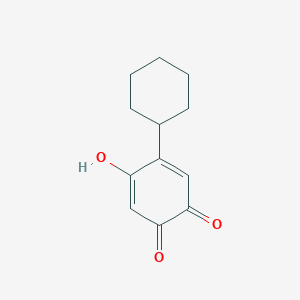 molecular formula C12H14O3 B146208 2-Cyclohexyl-5-hydroxybenzo-1,4-quinone CAS No. 129046-56-6