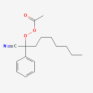 molecular formula C17H23NO3 B14621147 Ethaneperoxoic acid, 1-cyano-1-phenyloctyl ester CAS No. 58422-91-6