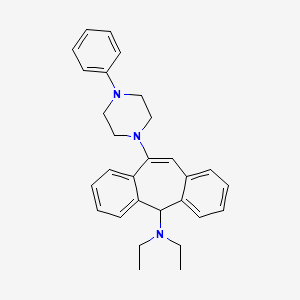 molecular formula C29H33N3 B14621283 N,N-Diethyl-10-(4-phenyl-1-piperazinyl)-5H-dibenzo(a,d)cyclohepten-5-amine CAS No. 56972-82-8