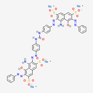 molecular formula C45H30N12Na4O15S4 B14621481 Tetrasodium 3,3'-(carbonylbis(imino-p-phenyleneazo))bis(4-amino-5-hydroxy-6-(phenylazo)naphthalene-2,7-disulphonate) CAS No. 59262-64-5