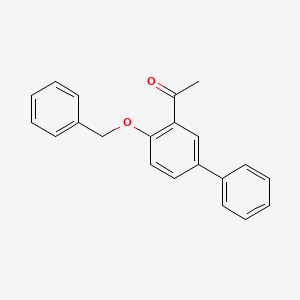 molecular formula C21H18O2 B14621491 Ethanone, 1-[4-(phenylmethoxy)[1,1'-biphenyl]-3-yl]- CAS No. 56926-48-8