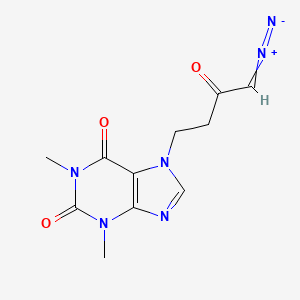 molecular formula C11H12N6O3 B14621546 1-Diazonio-4-(1,3-dimethyl-2,6-dioxo-1,2,3,6-tetrahydro-7H-purin-7-yl)but-1-en-2-olate CAS No. 60631-46-1