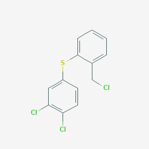 molecular formula C13H9Cl3S B14621658 Benzene, 1,2-dichloro-4-[[2-(chloromethyl)phenyl]thio]- CAS No. 60810-61-9