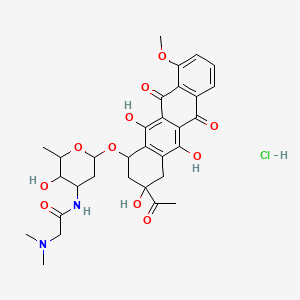 molecular formula C31H37ClN2O11 B14621881 N-[6-[(3-acetyl-3,5,12-trihydroxy-10-methoxy-6,11-dioxo-2,4-dihydro-1H-tetracen-1-yl)oxy]-3-hydroxy-2-methyloxan-4-yl]-2-(dimethylamino)acetamide;hydrochloride CAS No. 58161-64-1