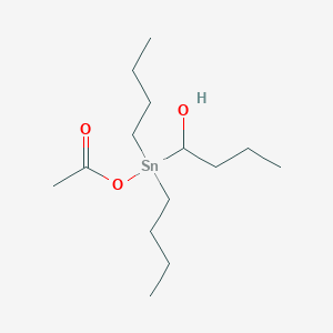 molecular formula C14H30O3Sn B14622055 1-[(Acetyloxy)(dibutyl)stannyl]butan-1-ol CAS No. 56613-59-3