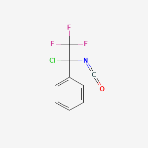 molecular formula C9H5ClF3NO B14622092 Benzene, (1-chloro-2,2,2-trifluoro-1-isocyanatoethyl)- CAS No. 57959-52-1