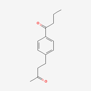 molecular formula C14H18O2 B14622352 1-[4-(3-Oxobutyl)phenyl]butan-1-one CAS No. 59377-11-6