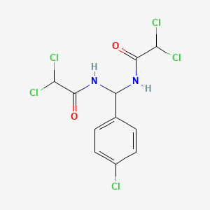molecular formula C11H9Cl5N2O2 B14622419 N,N'-[(4-Chlorophenyl)methylene]bis(2,2-dichloroacetamide) CAS No. 58085-09-9