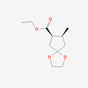 molecular formula C11H18O4 B14622462 Ethyl (7R,8S)-8-methyl-1,4-dioxaspiro[4.4]nonane-7-carboxylate CAS No. 60886-48-8