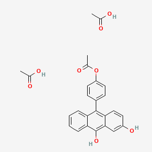 molecular formula C26H24O8 B14622544 Acetic acid;[4-(3,10-dihydroxyanthracen-9-yl)phenyl] acetate CAS No. 57374-16-0