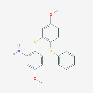 molecular formula C20H19NO2S2 B14622572 5-Methoxy-2-{[5-methoxy-2-(phenylsulfanyl)phenyl]sulfanyl}aniline CAS No. 60719-02-0