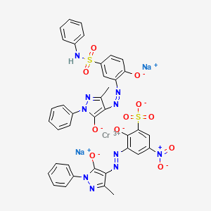 molecular formula C38H27CrN10O11S2.2Na<br>C38H27CrN10Na2O11S2 B14622779 Chromate(2-), (3-((4,5-dihydro-3-methyl-5-(oxo-kappaO)-1-phenyl-1H-pyrazol-4-yl)azo-kappaN1)-2-(hydroxy-kappaO)-5-nitrobenzenesulfonato(3-))(3-((4,5-dihydro-3-methyl-5-(oxo-kappaO)-1-phenyl-1H-pyrazol-4-yl)azo-kappaN1)-4-(hydroxy-kappaO)-N-phenylbenzenesulfonamidato(2-))-, disodium CAS No. 57108-69-7