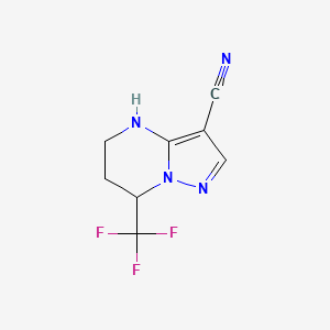 molecular formula C8H7F3N4 B1462311 7-(Trifluoromethyl)-4,5,6,7-tetrahydropyrazolo[1,5-a]pyrimidine-3-carbonitrile CAS No. 869945-20-0